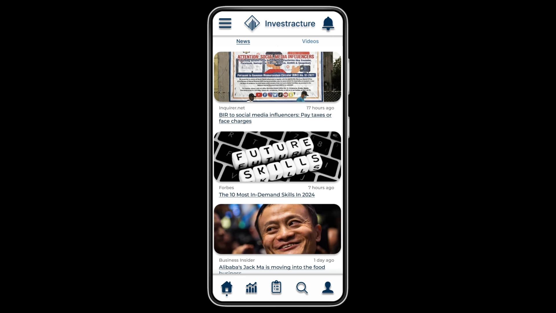 Screenshot of Investracture News